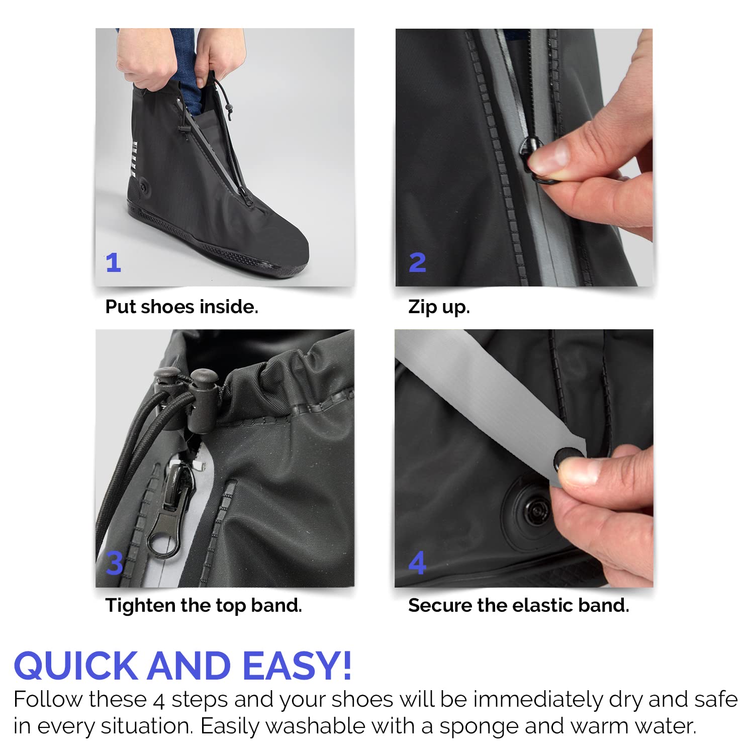 PERLETTI Ochraniacze Krótkie na Buty Przezroczysty Wodoodporne - Odporne na Deszcz Błoto Śnieg Lekkie - Osłony na Buty z Antypoślizgową Podeszwą i Odblaskowymi Wstawkami
