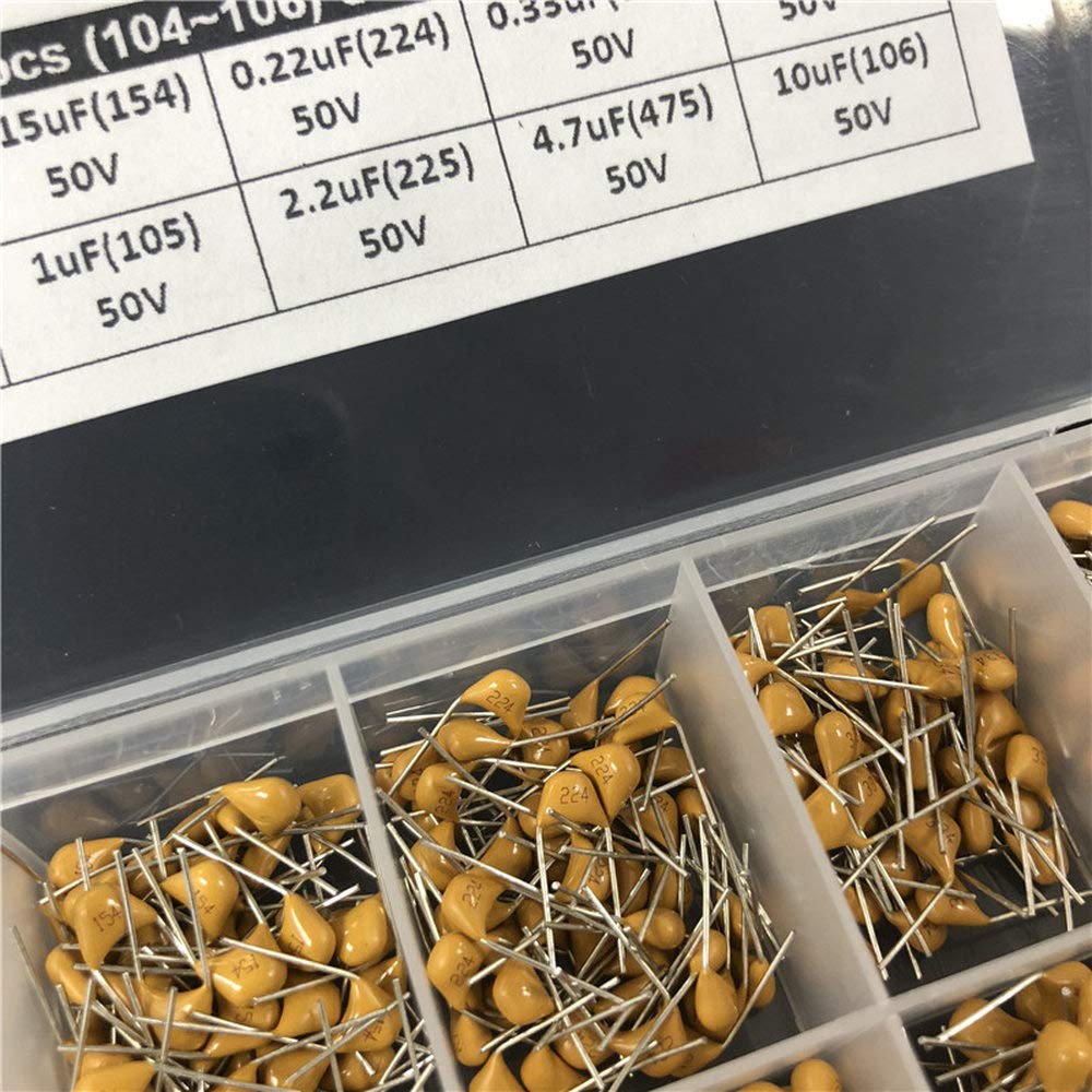 1500pcs 30Valuesx50 10pF~10uF (100~106) Multilayer/Monolithic Ceramic Capacitor Assorted kit with 3 Storage Box