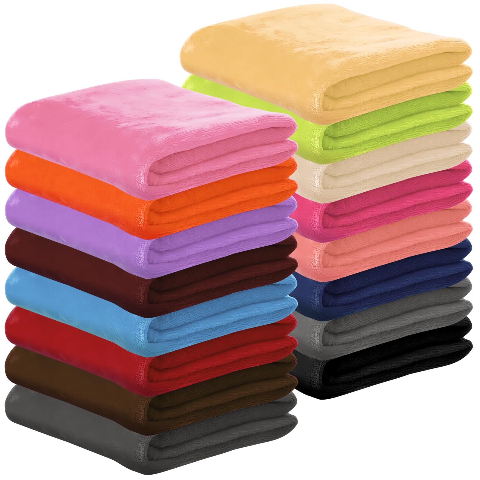 16 Pcs Fleece Throw Blanket Bulk for Sofa, 80 x 60 cm Small Soft Flannel Couch Blankets, Lightweight and Warm Coral Blankets for Kids Baby Pet Travel Camping Bed Settee Office Wedding Gifts, 16 Colour