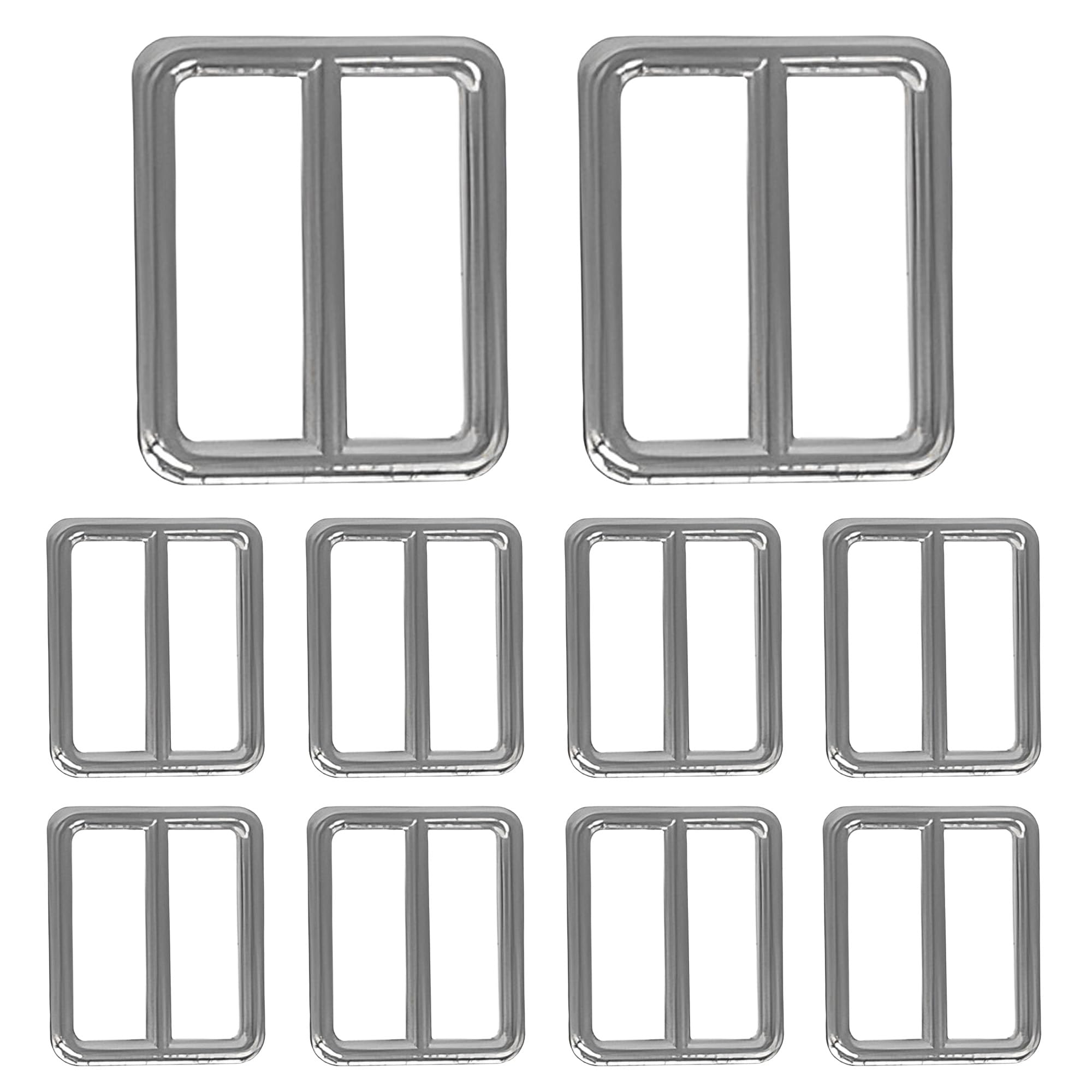 Trimming Shop 25mm Silver Tri - Glide Rectangular Slider Buckle - 10pcs