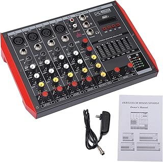 12 Channel Pro USB Bluetooth Live Studio Audio Mixer DJ KTV Mixing Console Sound Power Mixing Amplifier New (6 Channel)