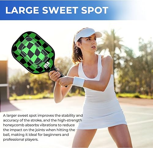 Miniatura 5 de Juego de 2 palas de pickleball aprobadas por USAPA, 4 palas de pickleball, 4 bolas y 1 bolsa de transporte, juego de pickleball estético para