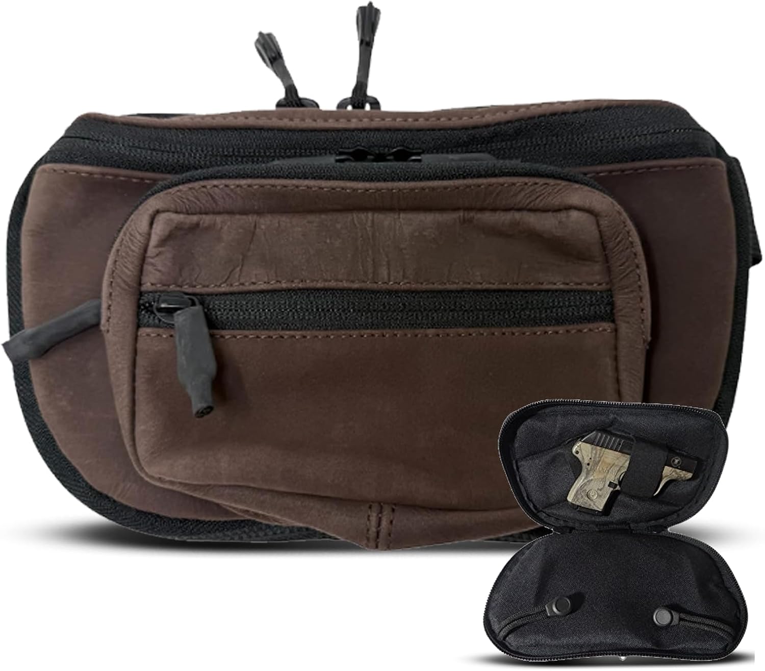 SMALL - DTOM Slim Fit CCW Fanny Pack RUGGED ULTRA-SOFT SUEDE LEATHER-Brown