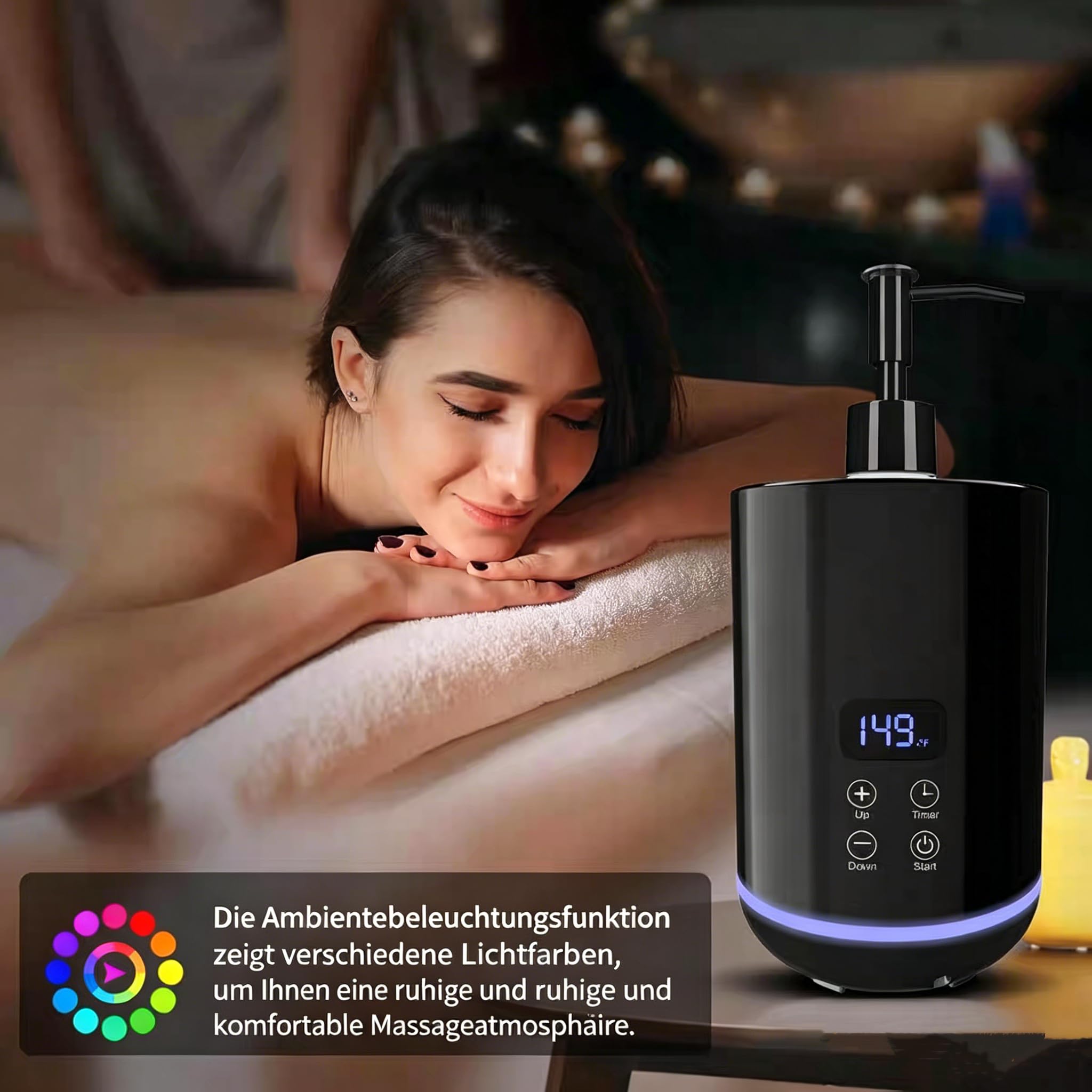Professioneller Massageöl Wärmer, Massageölwärmer mit Zwei Ölflaschenspender Lotion Wärmer LCD Anzeige Flaschenwärmer Heizung für Spa Salon Haushalt Massageöl Flaschenwärmer
