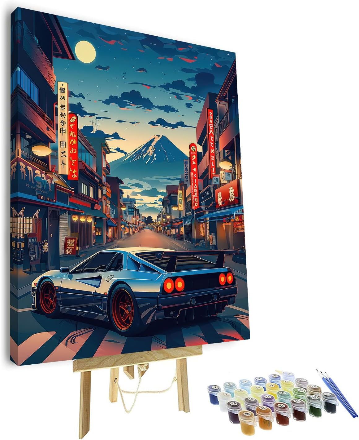 TUMOVO Paint by Number for Adults, DIY Acrylic Painting for Adults, Anime Car in The City Paint by Numbers Adults' Paint-by-Numbers Kits Arts Craft for Wall Decor, 16X20 Inch(with Frame)