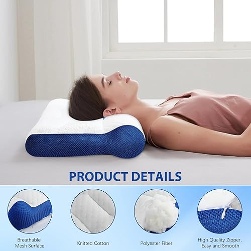 Miniatura 4 de Almohada ergonómica, almohada cervical para aliviar la tensión del cuello, almohada cervical para dormir, almohada cervical de apoyo cervical para