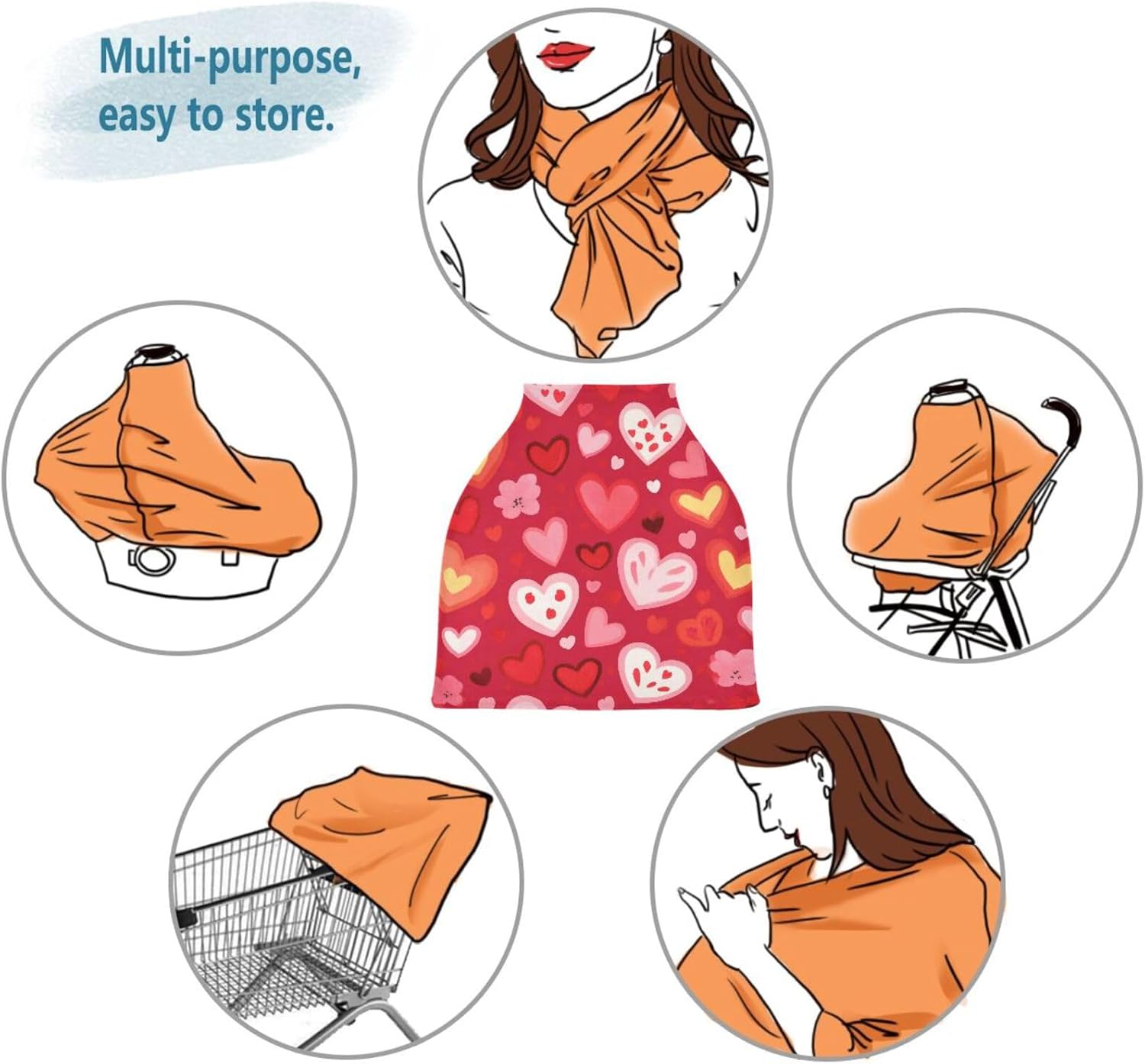 Lyeorm Valentine's Day Hearts Car Seat Covers for Babies Breathable Nursing Breastfeeding Cover Multi-Use Infant Carseat Canopy and Stroller Cover for Boys Girls 8 71bdGv275oL. AC SL1500