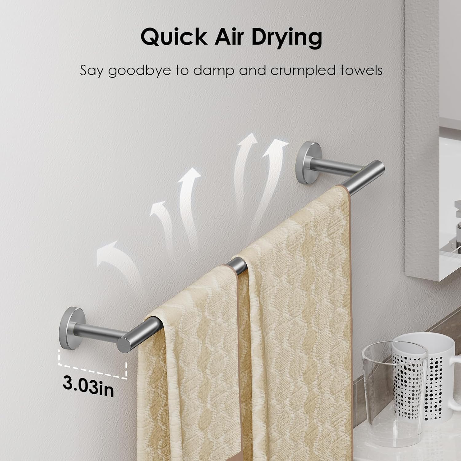 FORIOUS Bathroom Hardware Accessories Set, SUS304 Stainless Steel Towel Bar Set, Modern Towel Racks Holder for Bathroom, Toilet Paper Holder Wall Mounted 4 Pieces(18" Bar, Brushed Nickel)