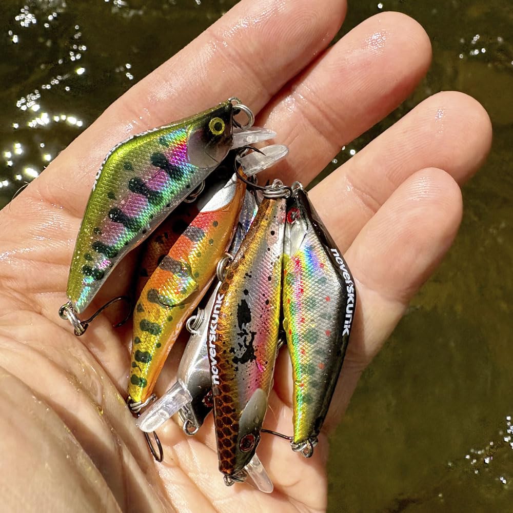 Wounded Wobbler Essentials 4er-Pack – Ultraleichter Wobble Minnow Crankbait Angelköder (55 mm & 50 mm) – Wounded Series – Einzelhaken – Forelle, Barsch & Panfish Köder