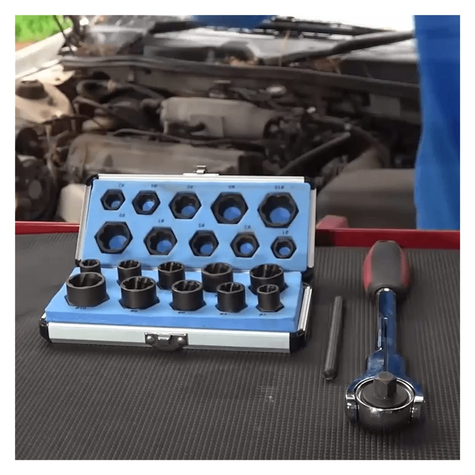 Juego de 10 Tuercas de Vaso para Tornillos, Adaptador de Tuercas dañadas de 9-19 mm, Herramienta de roscado para Extractor de Coche, Accesorios para Taladro eléctrico (Largo)