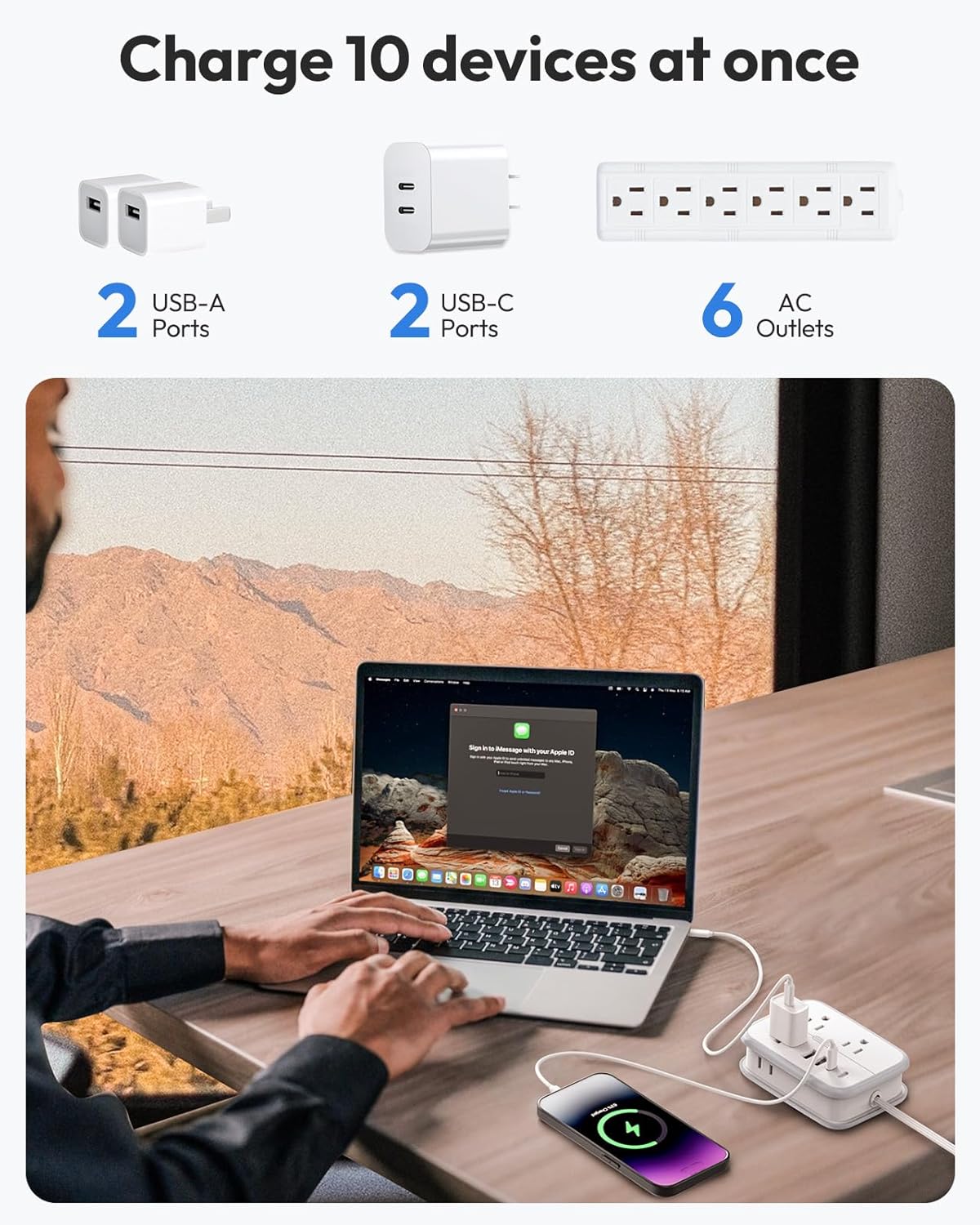 NTONPOWER Travel Power Strip, Flat Plug Power Strip with 6 Outlets 4 USB Ports(2 USB C), 4ft Extension Cord Wrapped Around for Cruise Ship, Travel, Hotel, Cruise Essentials