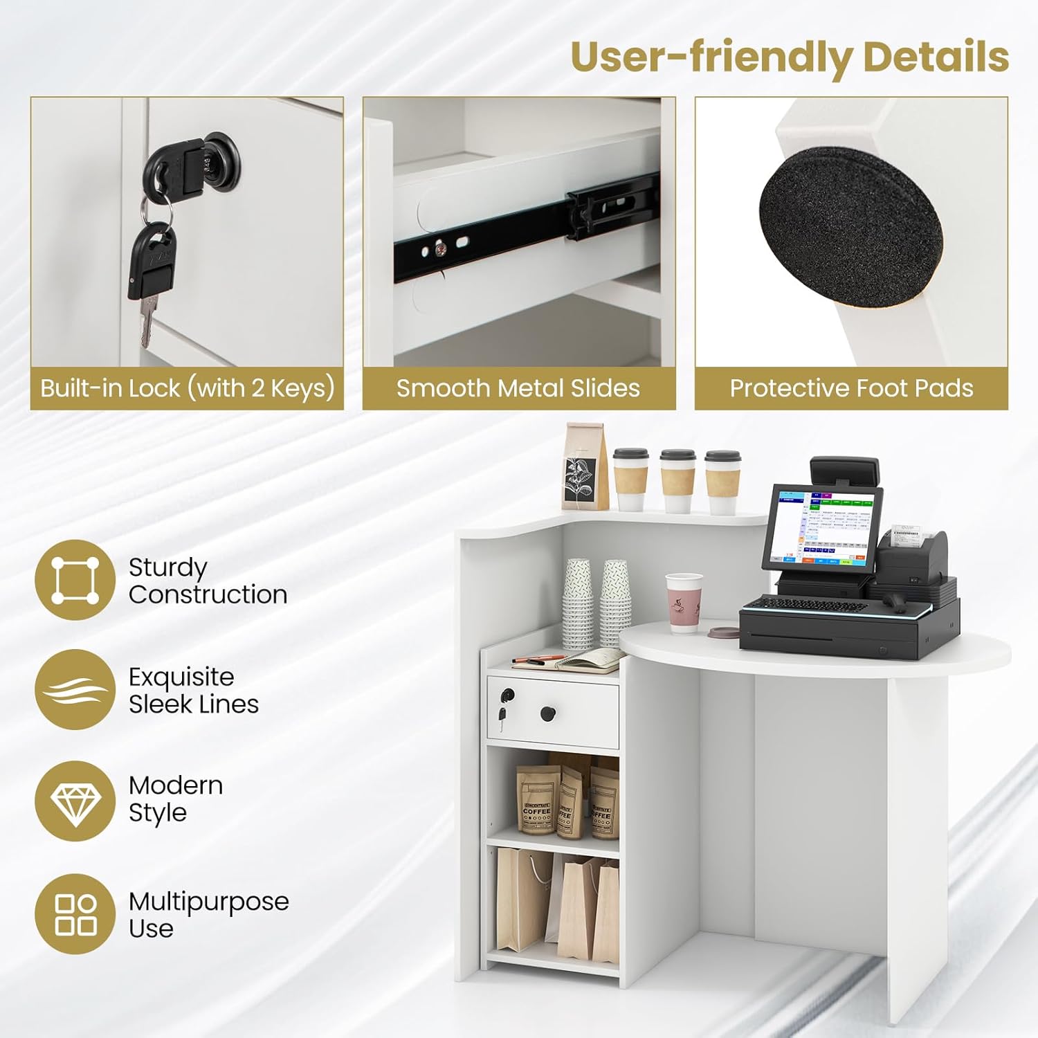 User-friendly details of the Giantex Reception Desk