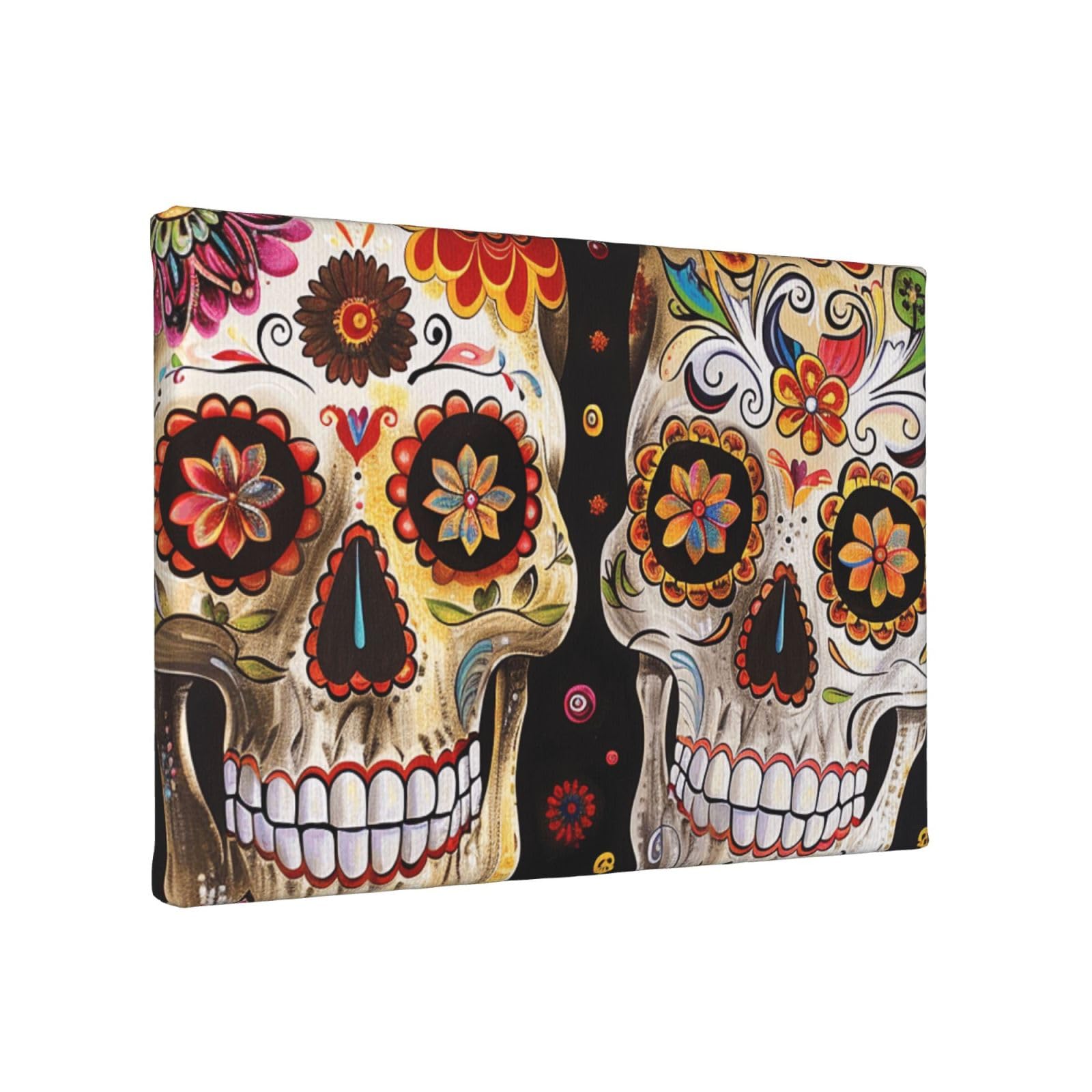 YKLJG Sugar Skulls Printed Wall Art Canvas Painting 30x20 CM Wooden Framed Picture Painting Artwork Prints for Bedroom Kitchen Home Office Decor