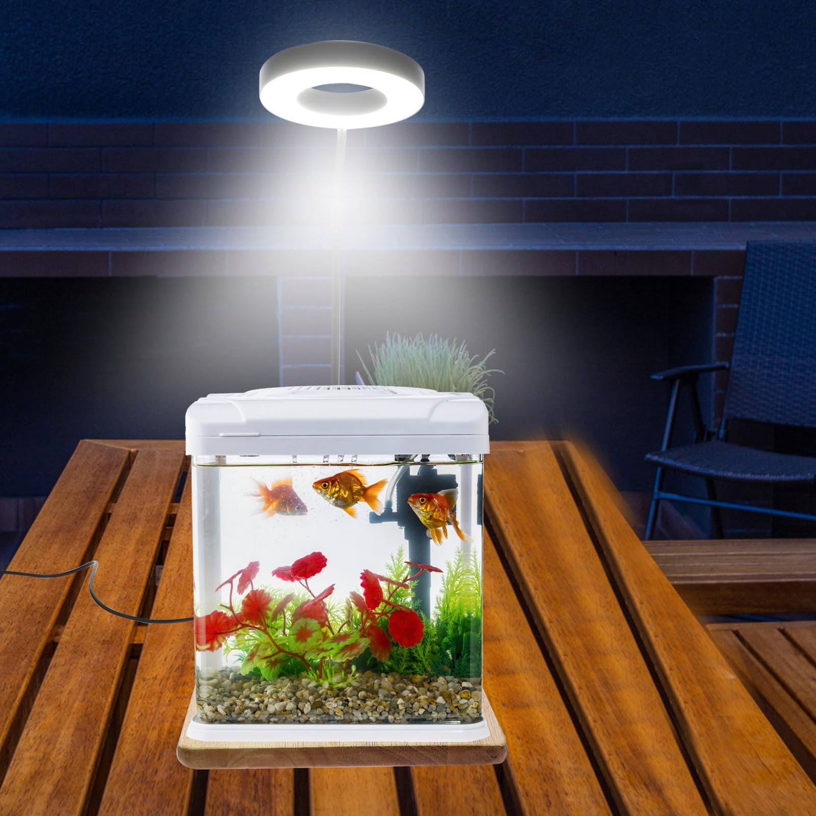ifundom Lámpara LED para Pecera Luz de Alta Luminosidad y Baja Depreciación, Material de Aleación de Aluminio y Madera, Adecuado para Acuarios y Plantas en Maceta