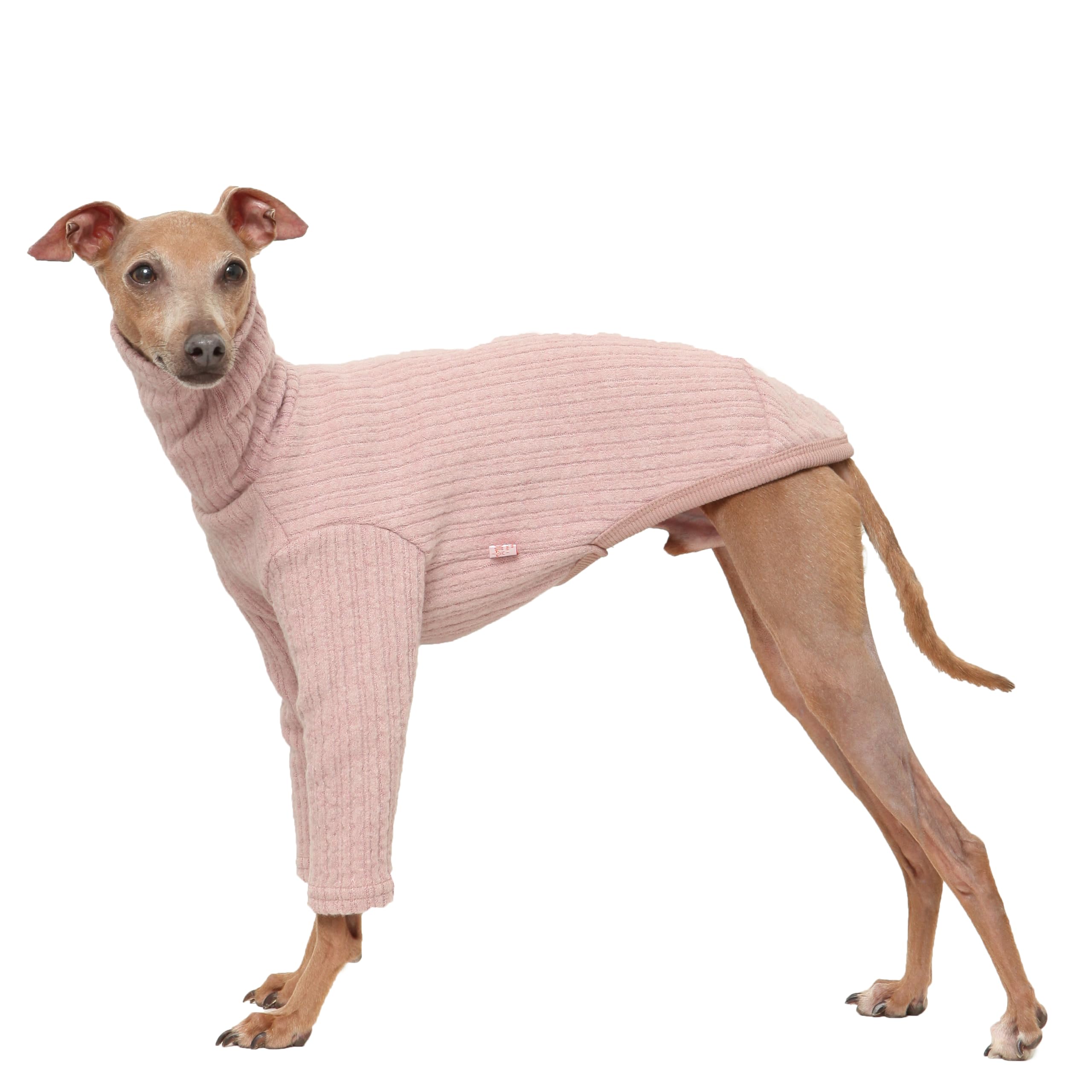 D Doggy Star Italian Greyhound Clothes Ribbed Knit Turtleneck Sweater Soft Flexible Warm Autumn Winter Dog Shirt (3XL,Dustypink Knit T) โ image 1
