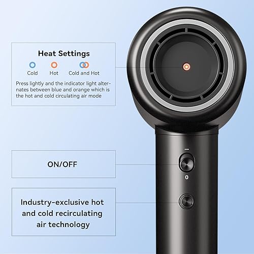 Miniatura 4 de CONFU - Secador de pelo iónico negativo, 110000 RPM, secador de pelo con motor de alta velocidad para secado rápido, secador de pelo con control