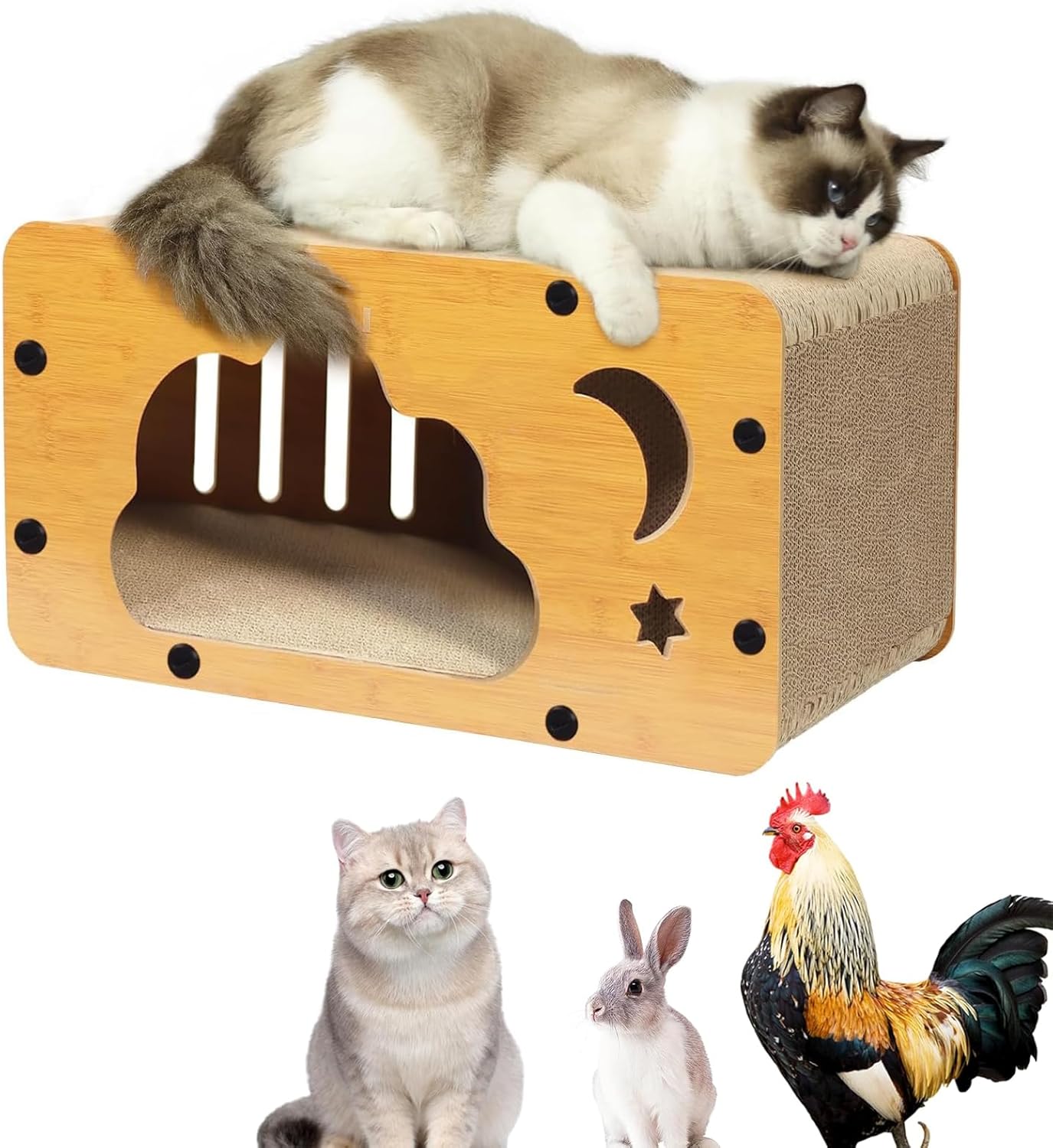 Cat Scratcher House,21.7x11.8x11.8Inches Cardboard Cat House,Large Cat Houses for Indoor Cats to Scratch,Rest and Play,Scratch-Resistant and Protect Couch,Easy to Assemble,Sturdy
