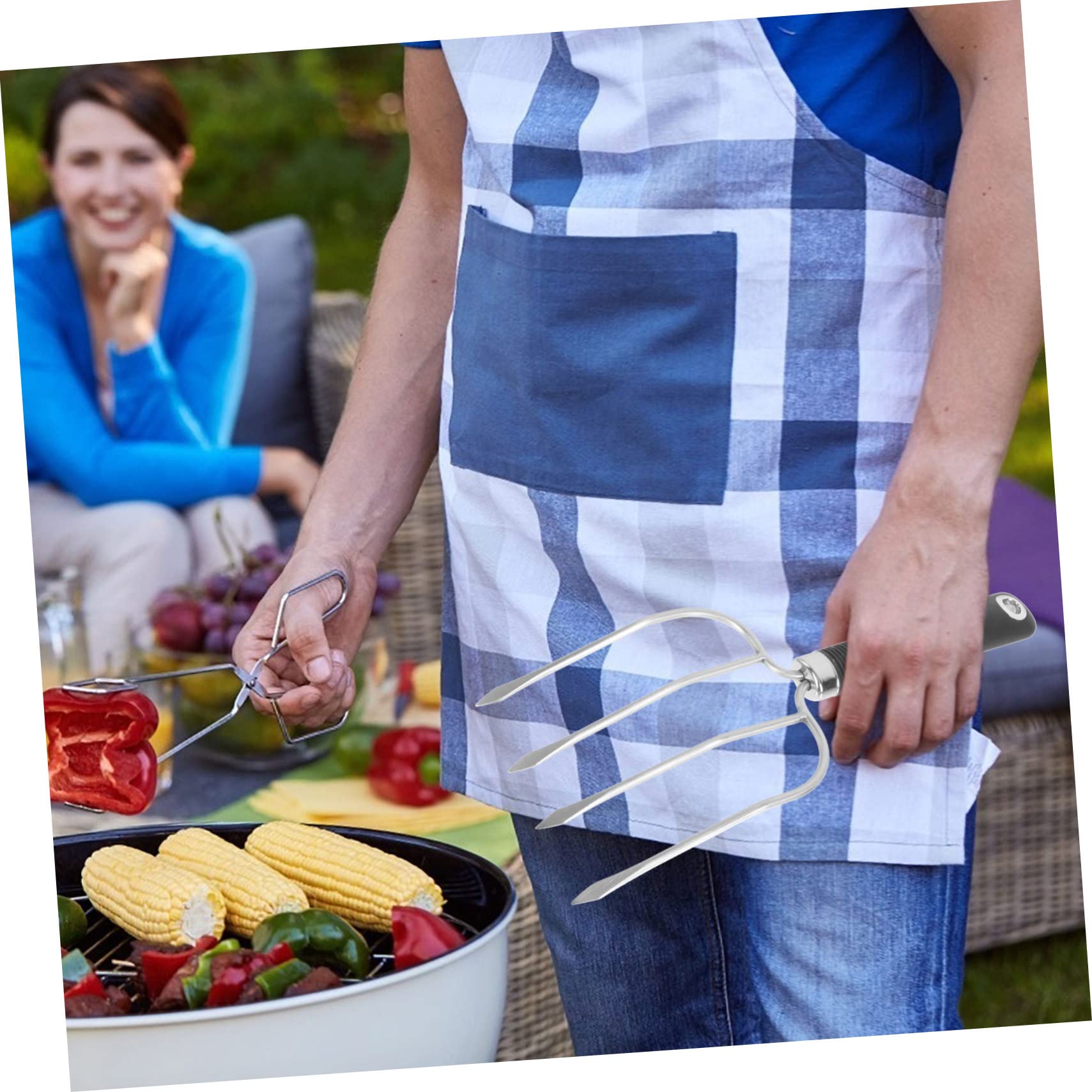 Toyvian 3 Pezzi Barbecue Inossidabile con Strumento per Grigliate Utensile per Arrosti Carne e Pollame per Picnic