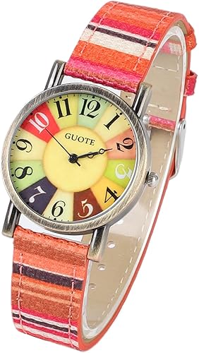 Relojes con patrón de arco iris multicolor, reloj hippie bohemio peculiar, maravilloso regalo para mujeres, reloj de correa tejida de piel sintética