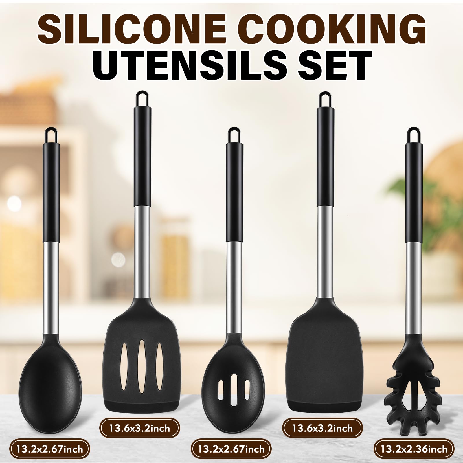 Silicone Cooking Utensil Set - Heat Resistant Kitchen Tools -2
