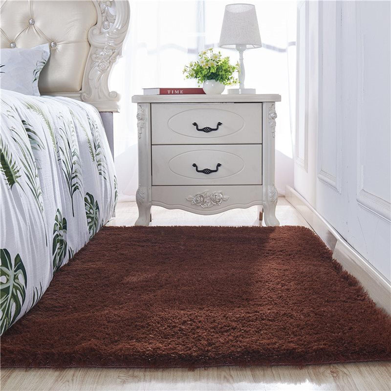 Area Rug Rectangular 80 x 300 cm Stain Resistant Easy Care Fluffy Soft Rugs Floor Mat Bedroom For Living Room Bedroom Sofa Chair, Brown