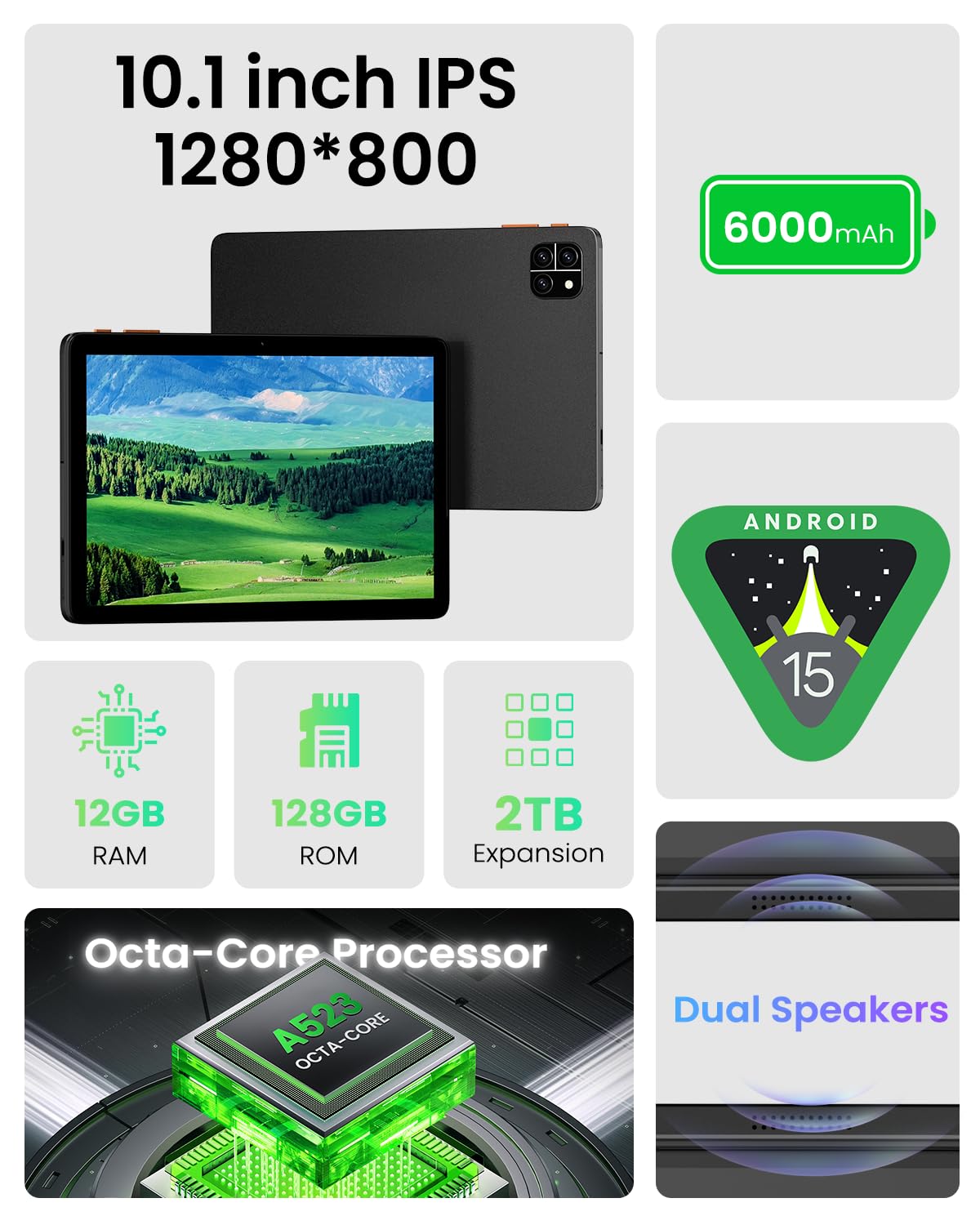 Amazon.com : Tablet: 10 Inch Tablet, Android 15 Tablets, 12GB RAM