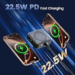 Banque de puissance magnétique avec AC Bougie murale, 6-in-1 Chargeur portable sans fil 10000mAh Câbles intégrés, 22.5W Batterie de charge rapide de type C in & out pour iPhone COMMISSION ÉCONOMIQUE POUR L'EUROPE Series, noir