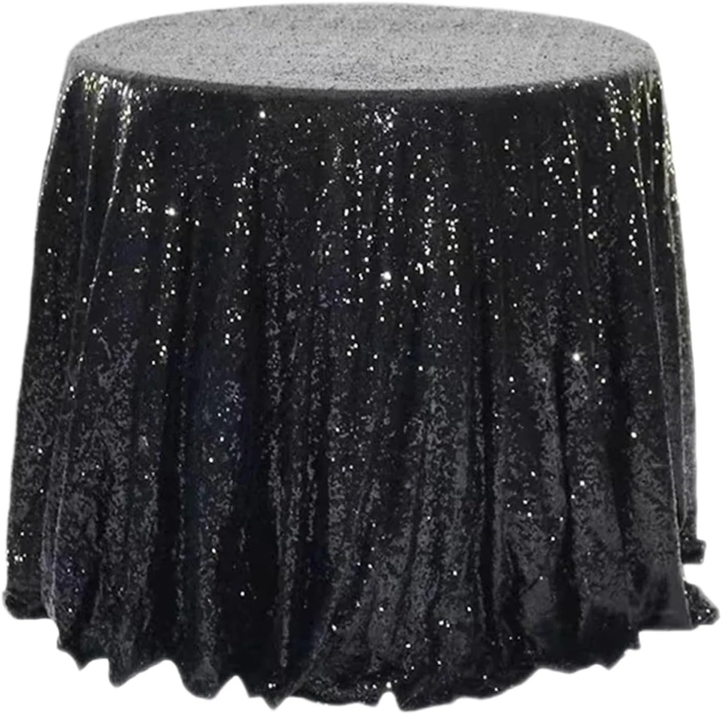 Black and Gold Round Tablecloth 4pcs Round Sequin Tablecloth Covers Home Wedding Birthday Christmas Party Sparkling Table Decor Supplies(Black,120cm)