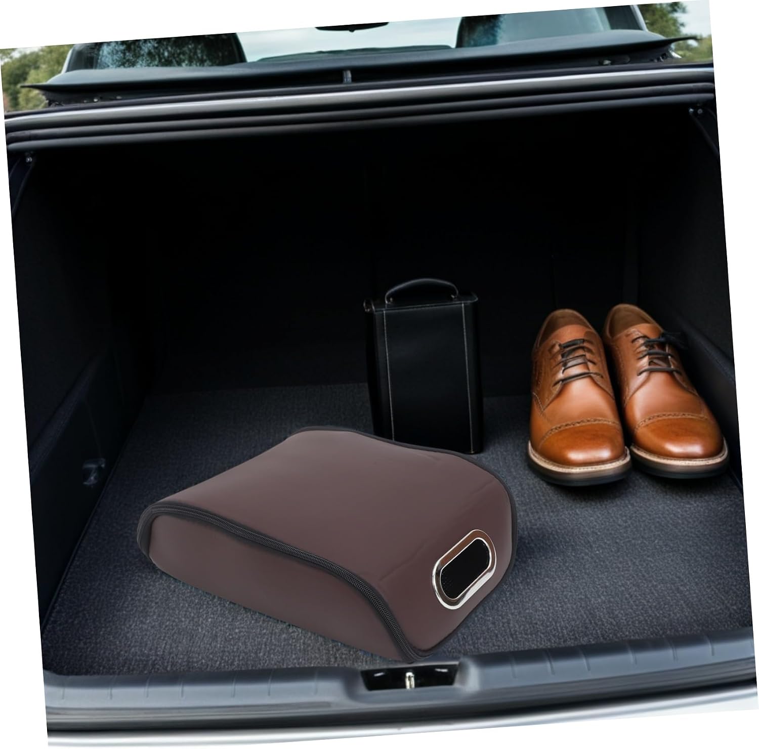 Car Trunk Shoe Storage Box Black, Portable Waterproof Organizer with Zipper and Handle, Small Plastic Car Storage Organizer for Sneakers, Boots, Heels, Vehicle Trunk Use