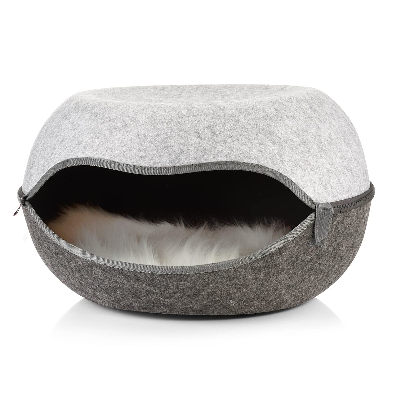 CanadianCat Company | Das Katzennest 2.0 | Katzenhöhle | Katzenbett | anthrazit/grau | 52 x 46 x 31 cm | Filzhöhle für Katzen