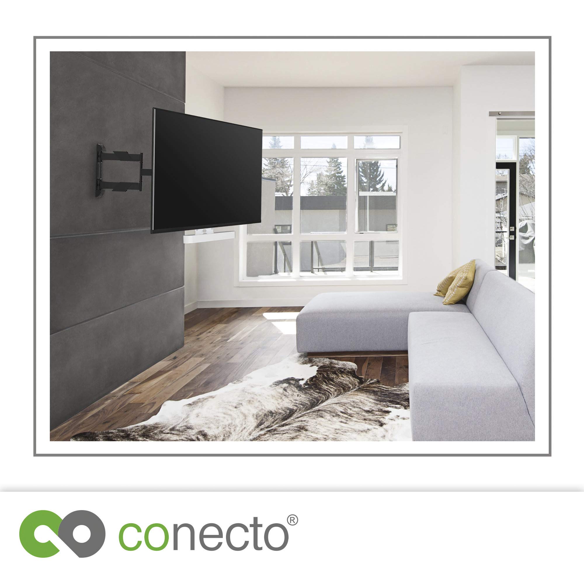 conecto, staffa per altoparlante per il montaggio diretto sulla TV per SONOS Beam Soundbar, materiale: acciaio e alluminio, bianco