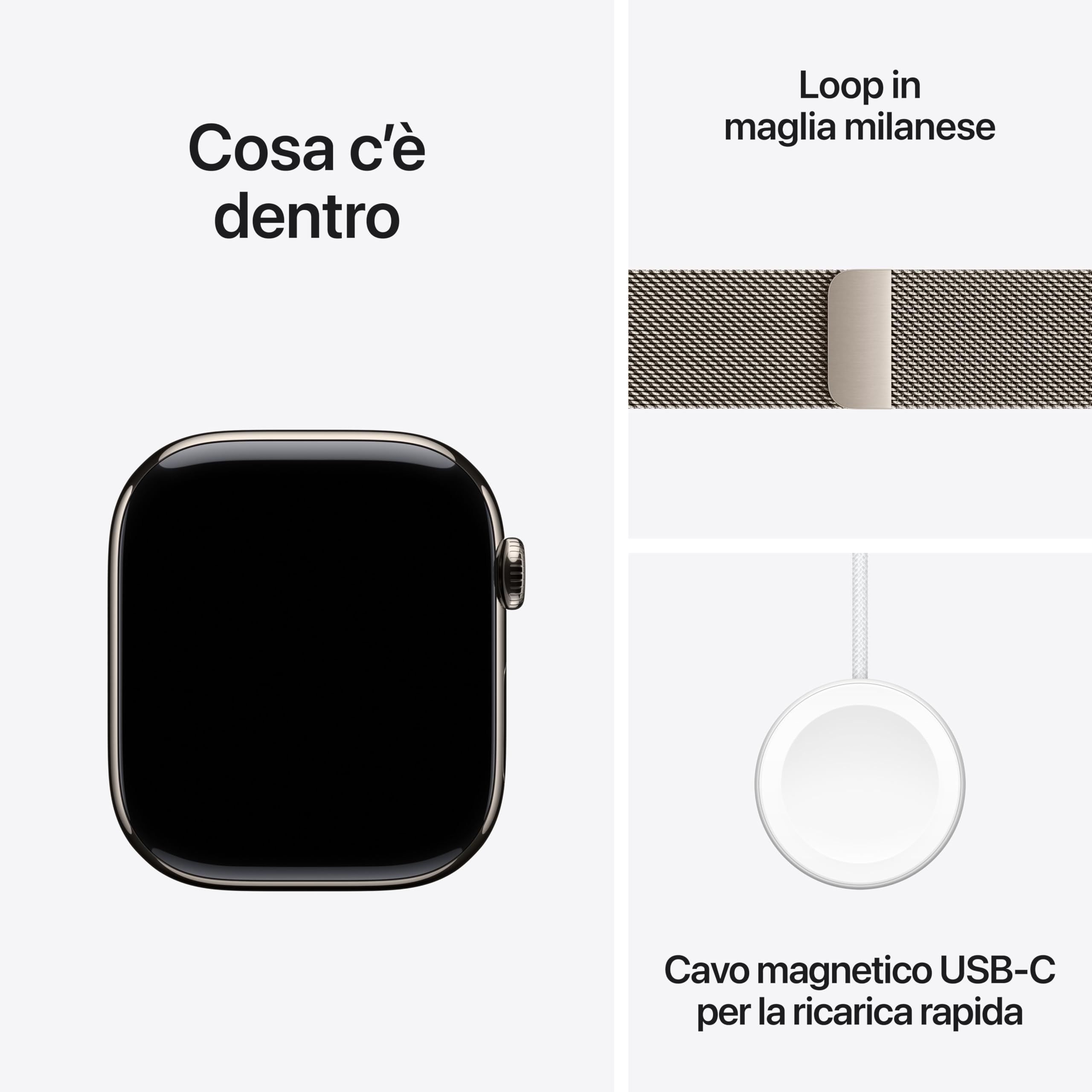 Apple Watch Series 10 GPS + Cellular 46 mm Smartwatch con cassa in titanio color Naturale e cinturino Sport Loop Naturale - S/M. Fitness tracker, app ECG, display Retina always-on, Carbon Neutral