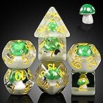 Mushrooms D&D Dice, DNDND 7PCS Resin DND Dice with Velvet Bag for Dungeons and Dragons Role Playing Games and Tabletop GamesGreen Mushrooms