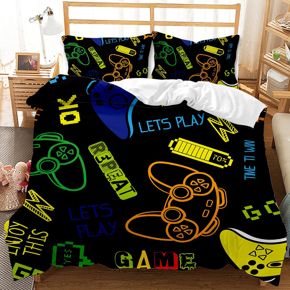 Parure de lit garçon en microfibre douce avec deux taies d'oreiller