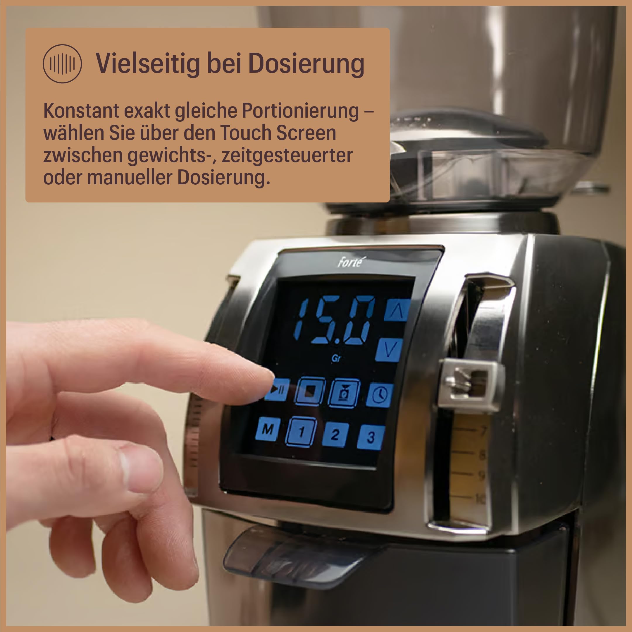 Baratza Forte AP Kaffeemühle, Edelstahl | Elektrische Kaffeemühle mit Flachen Keramik-Grate, Touchscreen, Für Espresso, Capucchino, oder Individuelle Dosierung