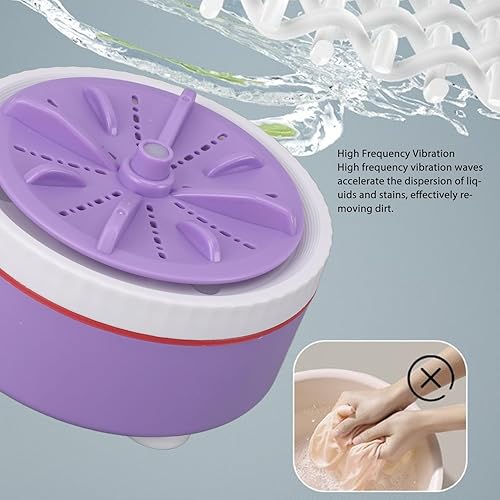 Miniatura 3 de Lavadora portátil, turbina ultrasónica portátil con ciclo automático USB, limpieza de ciclo de bajo ruido para el hogar, viajes, universidad,