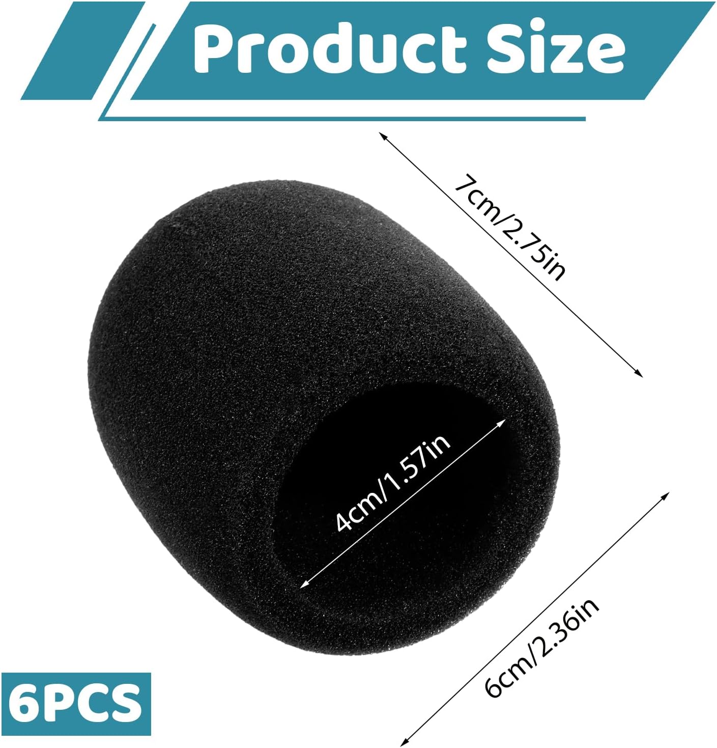Microphone Cover, 6PCS Foam Mic Covers Black Microphone Windscreen Pop Filter Covers Microphones Accessories for Most Standard Handheld Microphones - Image 2