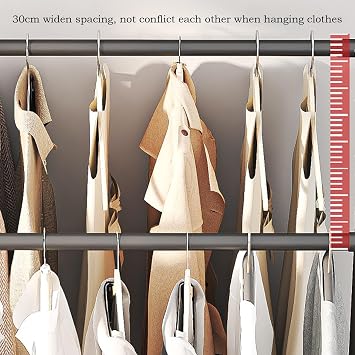 Double Rods Clothes Rack Rolling Clothing Rack For Hanging Clothes Portable Wardrobe Metal Garment Racks For Bedroom Laundry Living Room(White)