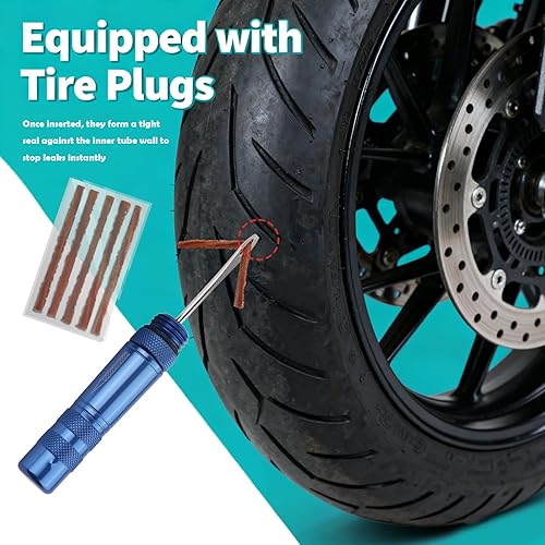 Miniatura 6 de Nuevos kits de reparación de neumáticos con 5 tapones de neumáticos, kit de reparación de neumáticos de bicicleta sin cámara de doble extremo con