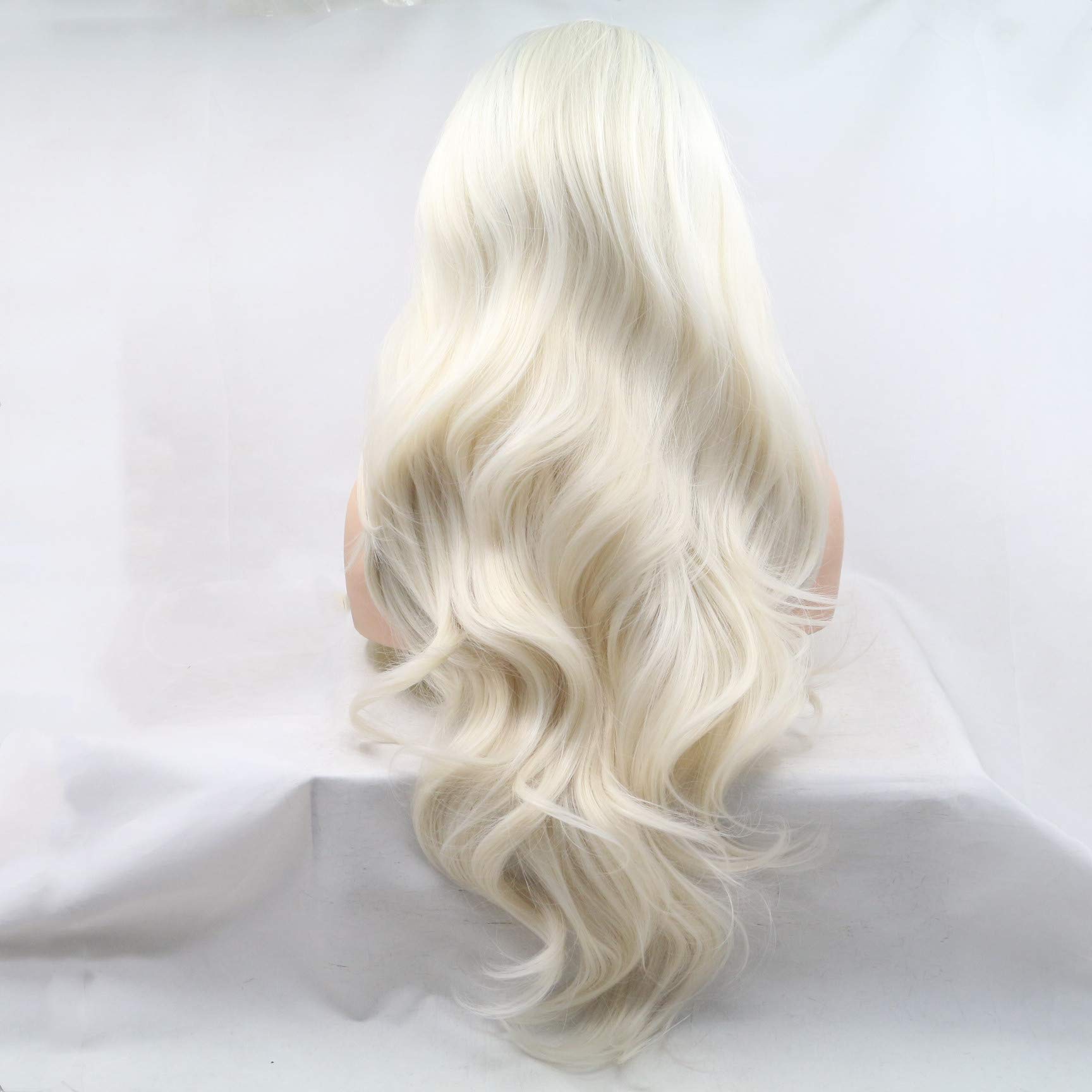 Amazon.com : xiweiya Long Body Wavy Platinum Blonde White  display picture 1