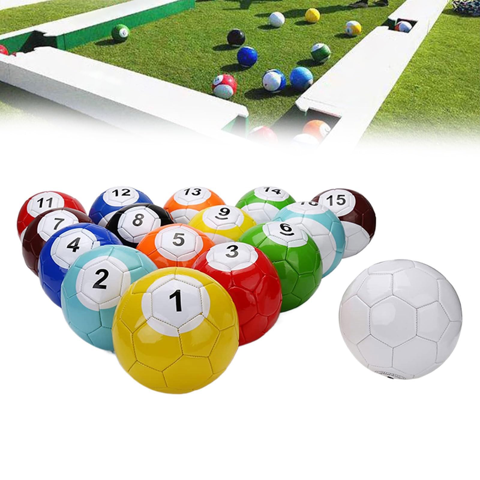 Nadmuchiwane Bilardy Piłka Nożna Piłka Nożna Piłki Do Snookera Gry Stołowe, 16 Sztuk Skórzany Zestaw Bilardowy Do Gry W Piłkę Nożną, Giant Snooker Street Game, Do Ogrodowego Pokoju Zabaw Na Podwórku