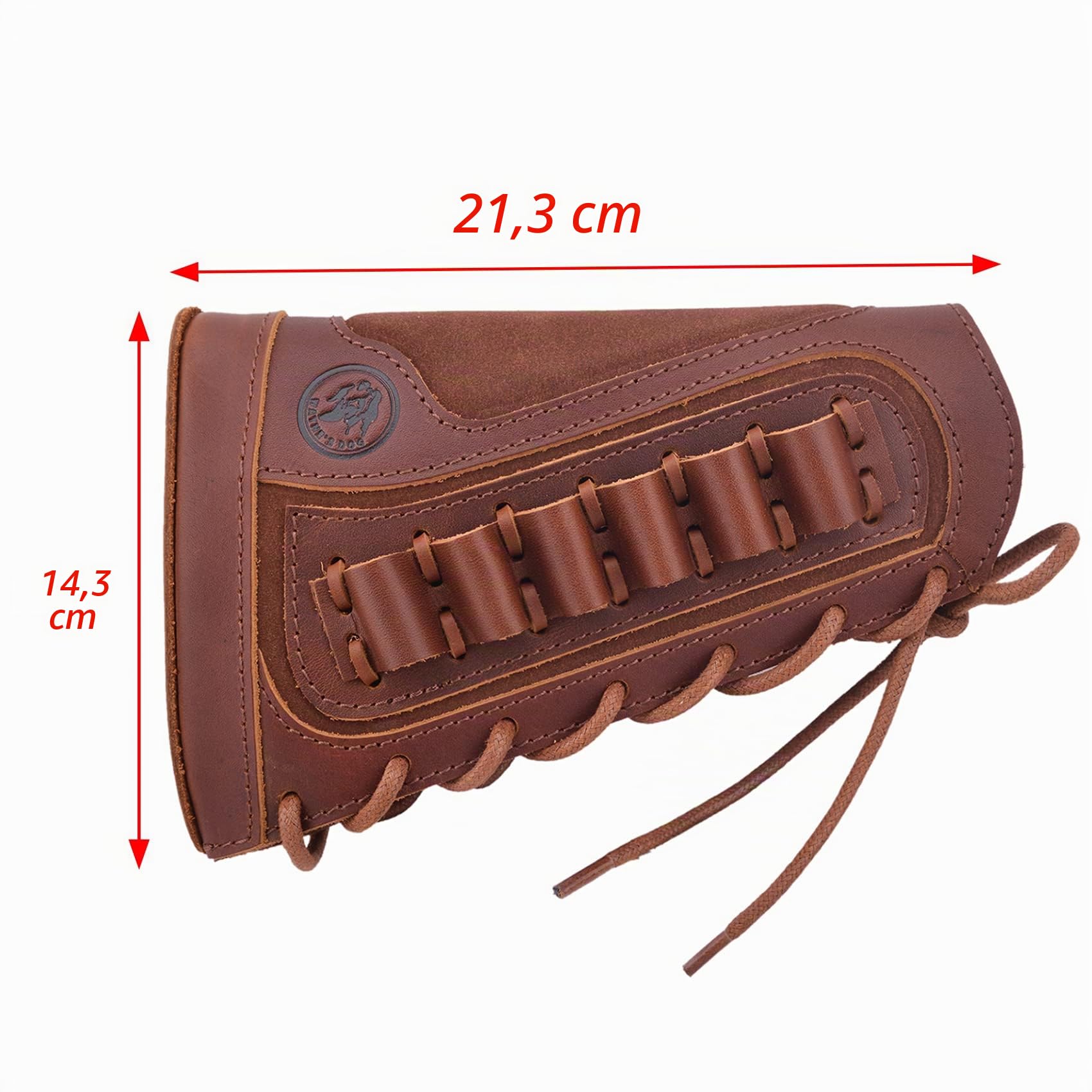 Fond de Crosse en Cuir véritable avec Porte-Cartouches - Compatible .308 .300 44mag 410 - pour Winchester/Marlin - Droitier/Gaucher