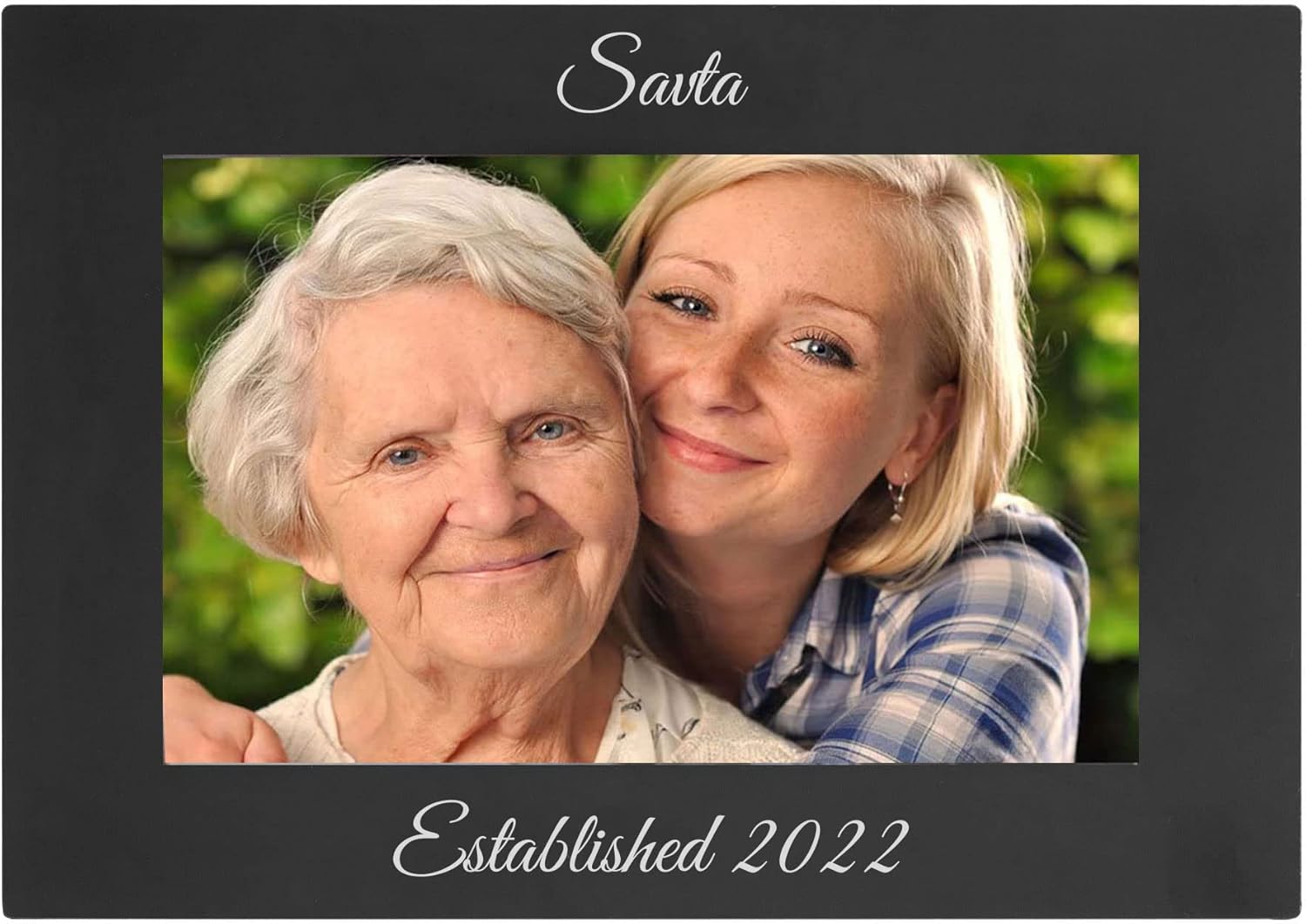 CustomGiftsNow SAVTA Established Est. 2022 Anodized Aluminum Metal Wall Hanging/Tabletop Group Announcement Family Photo Picture Premium Black Modern Frame