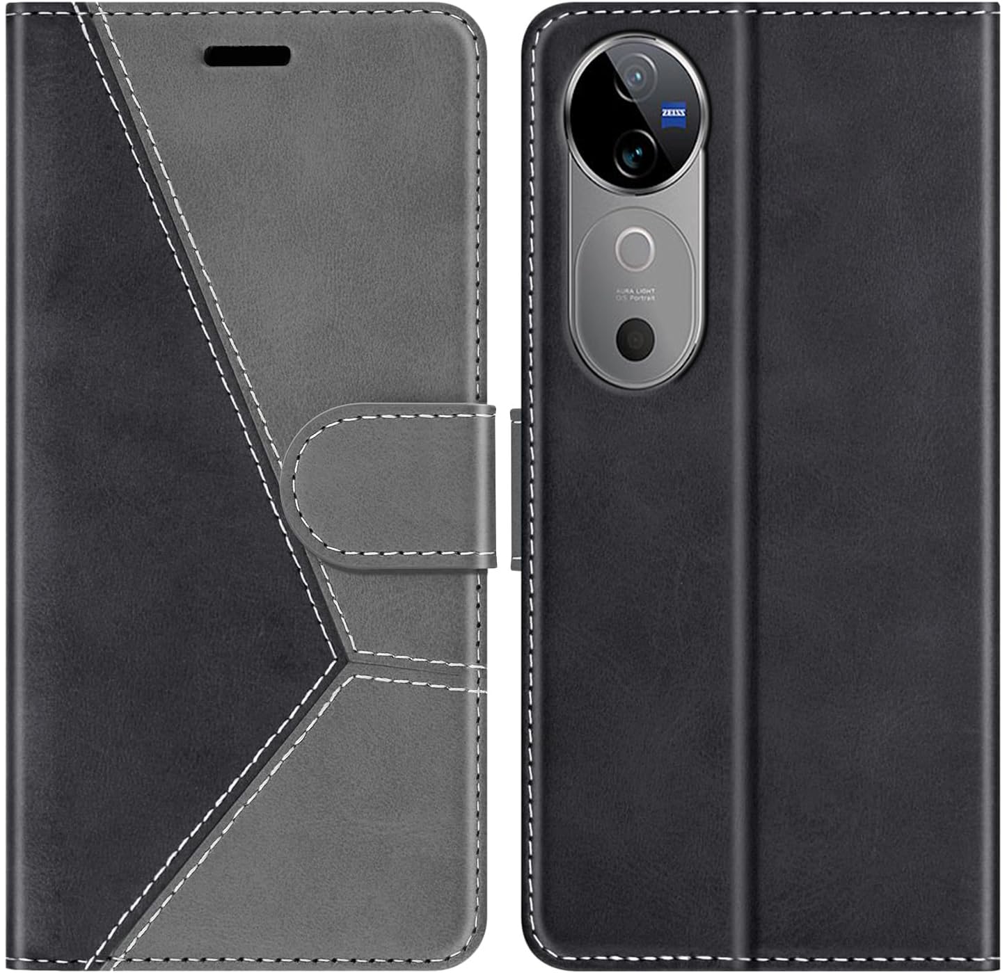 ClickCase Trend Series for vivo V40 5G Leather Wallet Flip Case Magnetic Closure Flip Cover for vivo V40 5G (Grey Black) (B0DCNH9Q5L) Amazon Price History, Amazon Price Tracker