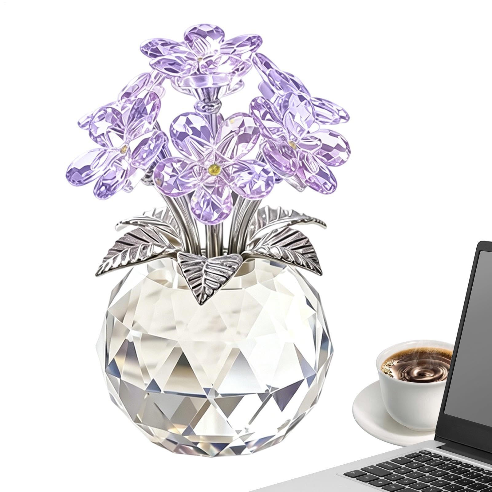 Statue florale de bureau en verre comme décoration de table éternelle