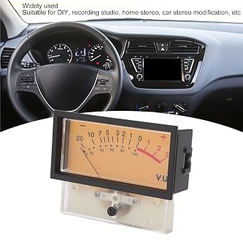 Audio VU Meter Header, Precision Level Meter, Backlit Compact Design, Real Time Measurement, 12V VU Panel Meter for Recording Studio, Audio Speaker, Pointer Dial Display 500UA 650ohm