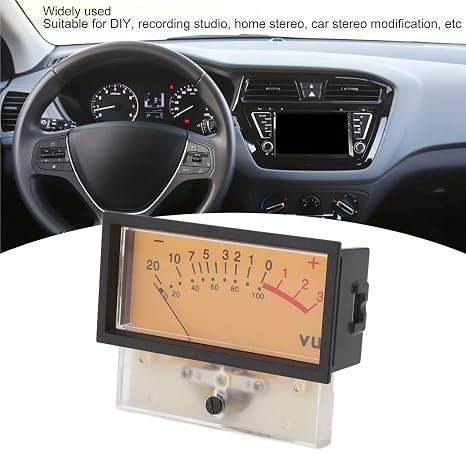 Audio VU Meter Header, Precision Level Meter, Backlit Compact Design, Real Time Measurement, 12V VU Panel Meter for Recording Studio, Audio Speaker, Pointer Dial Display 500UA 650ohm