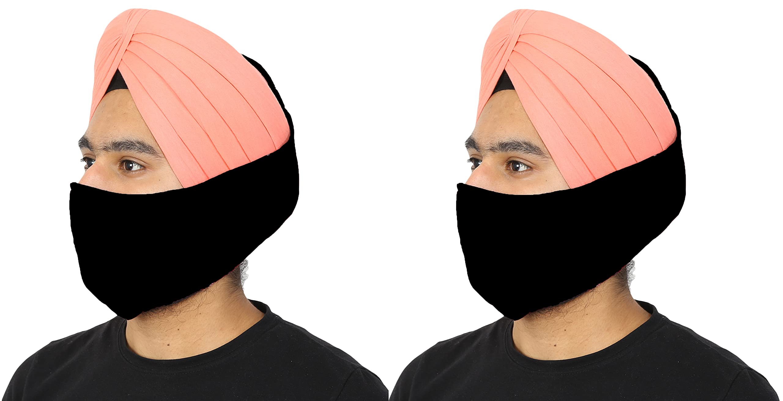 Reusable Turban Cotton Thata Mask For Face & Beard Cover - Pack of 2 (BLACK)-image-46