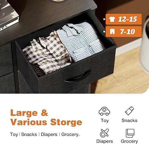 Miniatura 4 de Sweetcrispy Cómoda para dormitorio, cajón alto, organizador de aparador, cajones de almacenamiento, torre de almacenamiento de tela con 8 cajones,