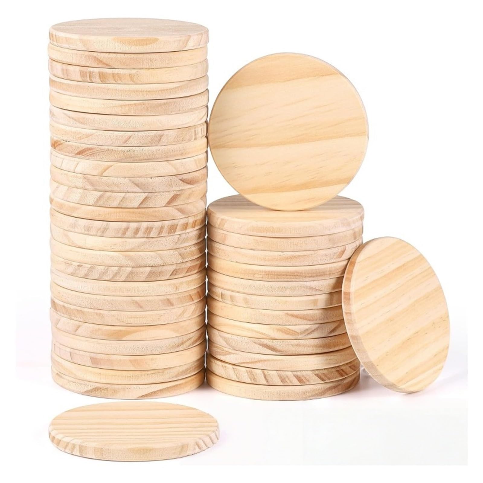 30 Pack Blank Round Wooden Diy Coaster